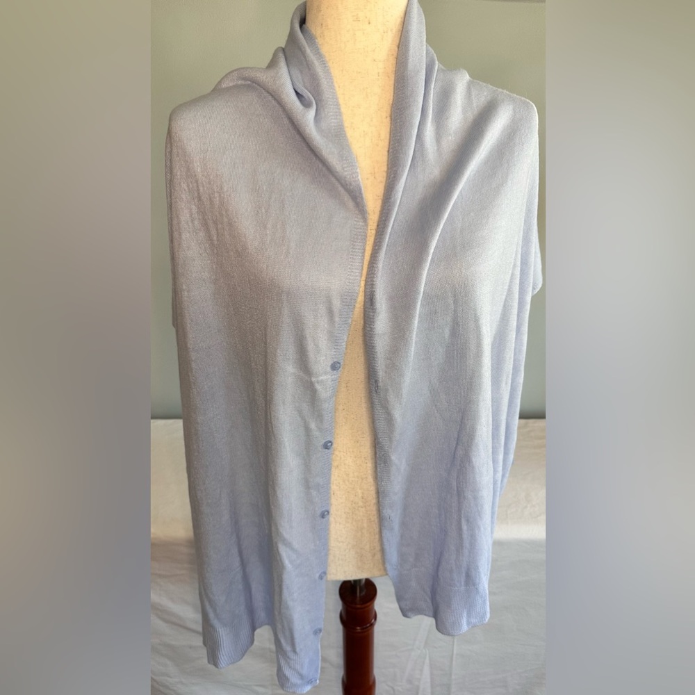 Convertible Light Blue Wrap by Noelle: Shawl Vest Poncho Scarf - Picture 7 of 10